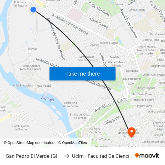 San Pedro El Verde (Glorieta Ctra. Peraleda) to Uclm - Facultad De Ciencias Jurídicas Y Sociales map
