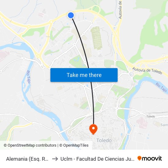 Alemania (Esq. Reino Unido) to Uclm - Facultad De Ciencias Jurídicas Y Sociales map