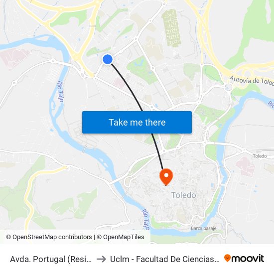 Avda. Portugal (Residencia 3º Edad) to Uclm - Facultad De Ciencias Jurídicas Y Sociales map