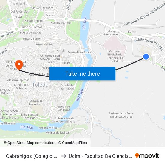 Cabrahigos (Colegio Ángel Del Alcázar) to Uclm - Facultad De Ciencias Jurídicas Y Sociales map
