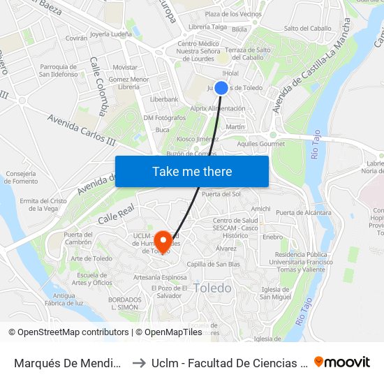 Marqués De Mendigorria (Colegio) to Uclm - Facultad De Ciencias Jurídicas Y Sociales map