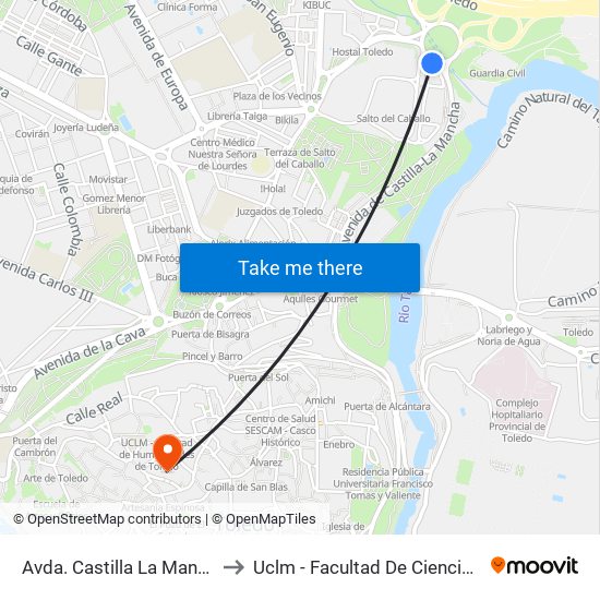 Avda. Castilla La Mancha (Polideportivo) to Uclm - Facultad De Ciencias Jurídicas Y Sociales map