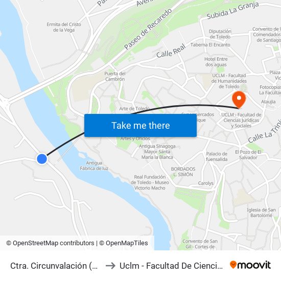 Ctra. Circunvalación (Frente Puente Viejo) to Uclm - Facultad De Ciencias Jurídicas Y Sociales map