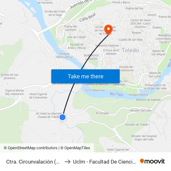 Ctra. Circunvalación (Frente H. Cigarrales) to Uclm - Facultad De Ciencias Jurídicas Y Sociales map