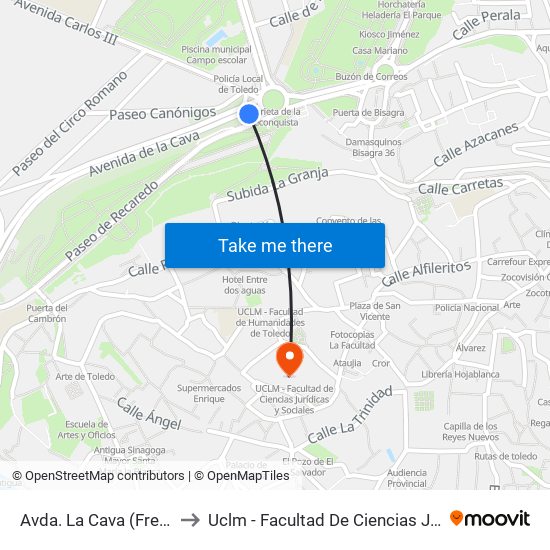 Avda. La Cava (Frente Carlos Iii) to Uclm - Facultad De Ciencias Jurídicas Y Sociales map