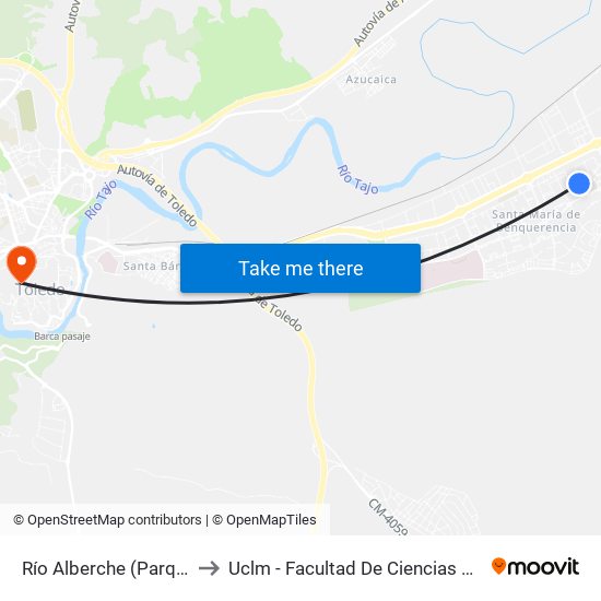 Río Alberche (Parque De La Luz) to Uclm - Facultad De Ciencias Jurídicas Y Sociales map