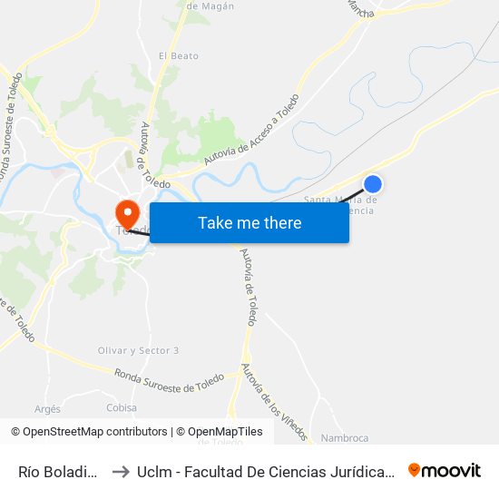 Río Boladiez, 65 to Uclm - Facultad De Ciencias Jurídicas Y Sociales map