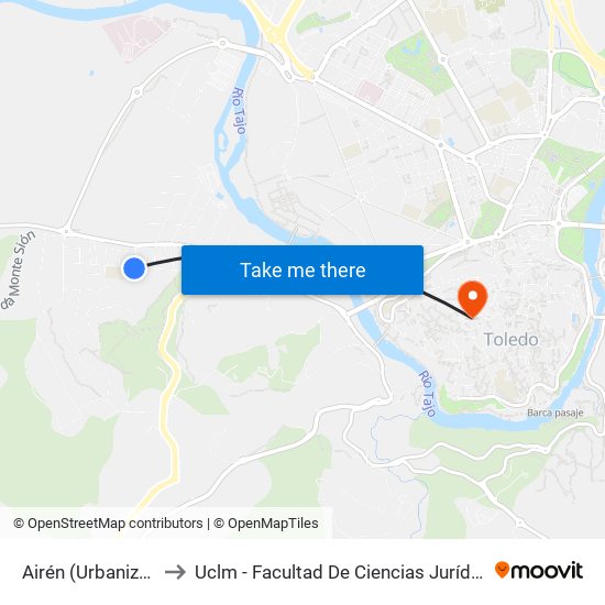 Airén (Urbanización 2) to Uclm - Facultad De Ciencias Jurídicas Y Sociales map