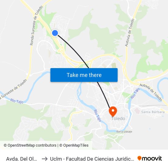 Avda. Del Olmo, 28 to Uclm - Facultad De Ciencias Jurídicas Y Sociales map