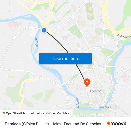 Peraleda (Clínica Del Rosario - Ida) to Uclm - Facultad De Ciencias Jurídicas Y Sociales map