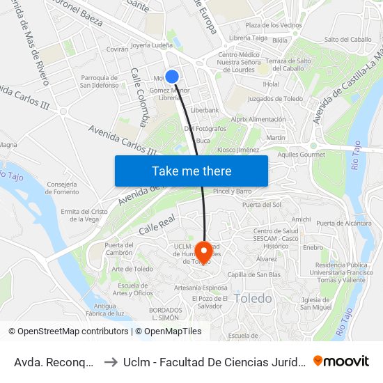 Avda. Reconquista, 20 to Uclm - Facultad De Ciencias Jurídicas Y Sociales map