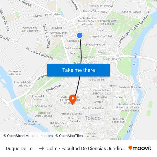 Duque De Lerma, 5 to Uclm - Facultad De Ciencias Jurídicas Y Sociales map