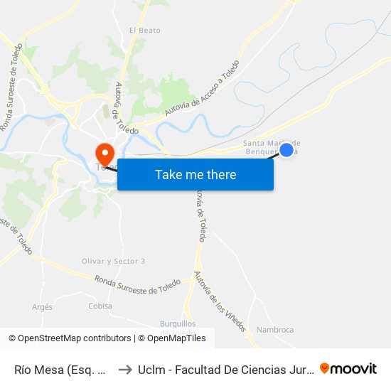 Río Mesa (Esq. Cascajoso) to Uclm - Facultad De Ciencias Jurídicas Y Sociales map