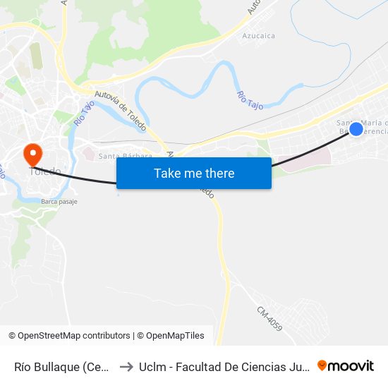 Río Bullaque (Centro Social) to Uclm - Facultad De Ciencias Jurídicas Y Sociales map