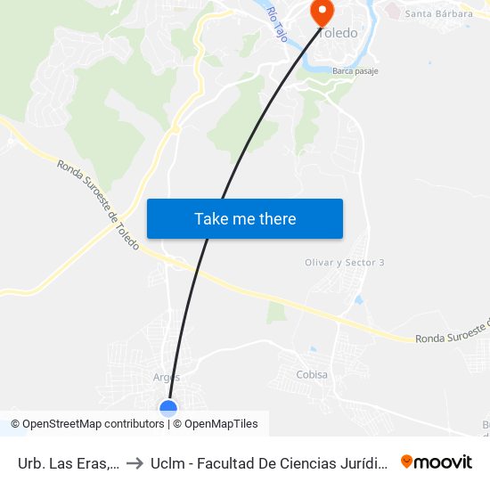 Urb. Las Eras (Argés) to Uclm - Facultad De Ciencias Jurídicas Y Sociales map