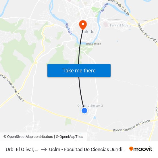 Urb. El Olivar, Cobisa to Uclm - Facultad De Ciencias Jurídicas Y Sociales map