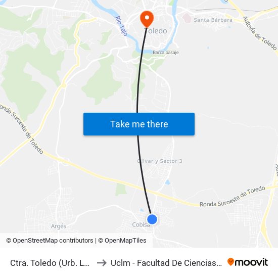 Ctra. Toledo / Urb. La Cerca (Cobisa) to Uclm - Facultad De Ciencias Jurídicas Y Sociales map