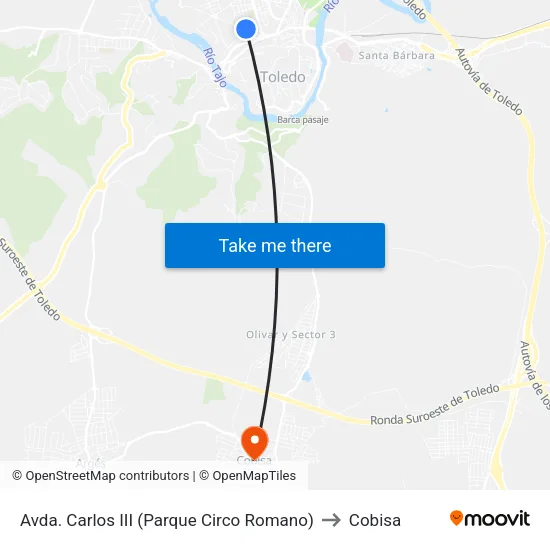 Avda. Carlos III (Parque Circo Romano) to Cobisa map