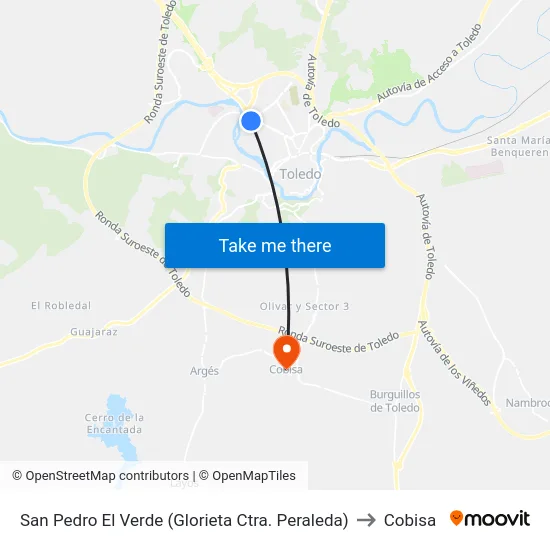 San Pedro El Verde (Glorieta Ctra. Peraleda) to Cobisa map