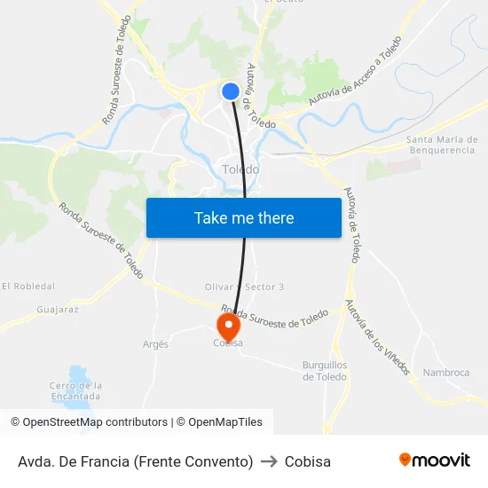 Avda. De Francia (Frente Convento) to Cobisa map