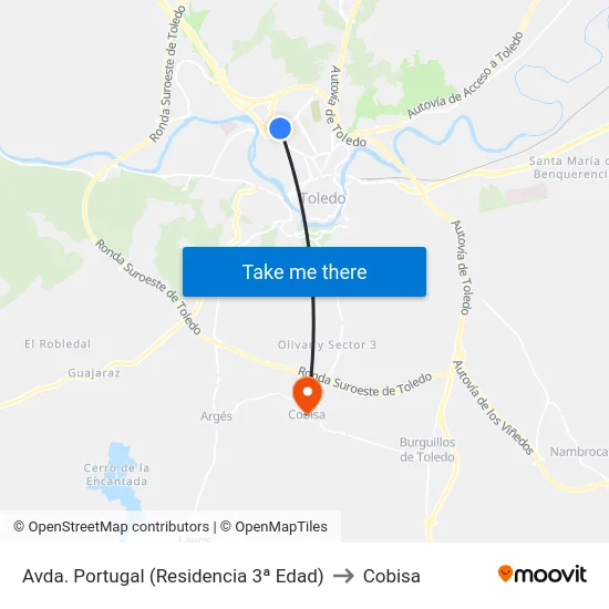 Avda. Portugal (Residencia 3ª Edad) to Cobisa map