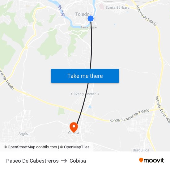 Paseo De Cabestreros to Cobisa map