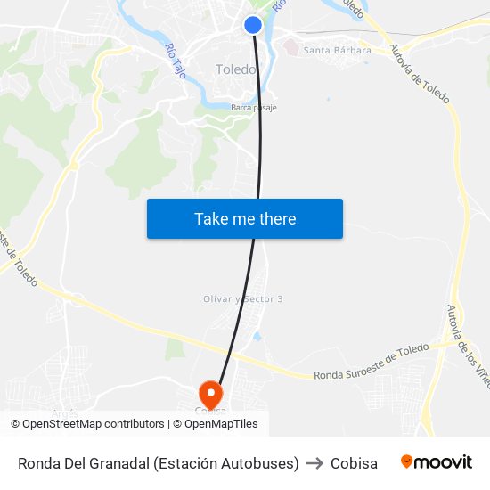 Ronda Del Granadal (Estación Autobuses) to Cobisa map