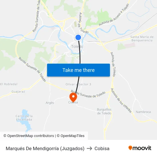 Marqués De Mendigorría (Juzgados) to Cobisa map