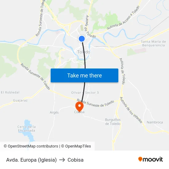 Avda. Europa (Iglesia) to Cobisa map
