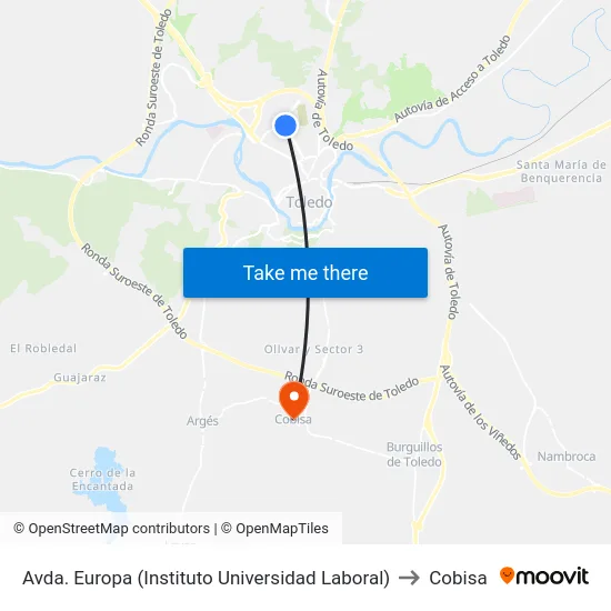 Avda. Europa (Instituto Universidad Laboral) to Cobisa map