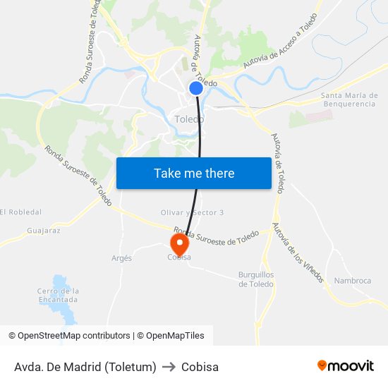 Avda. De Madrid (Toletum) to Cobisa map