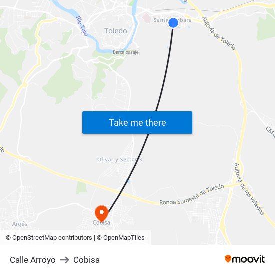 Calle Arroyo to Cobisa map