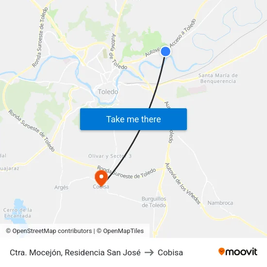 Ctra. Mocejón, Residencia San José to Cobisa map