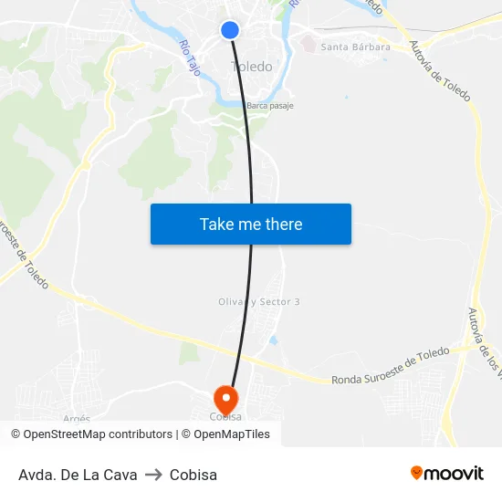 Avda. De La Cava to Cobisa map