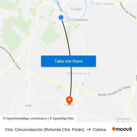 Ctra. Circunvalación (Rotonda Ctra. Polán) to Cobisa map