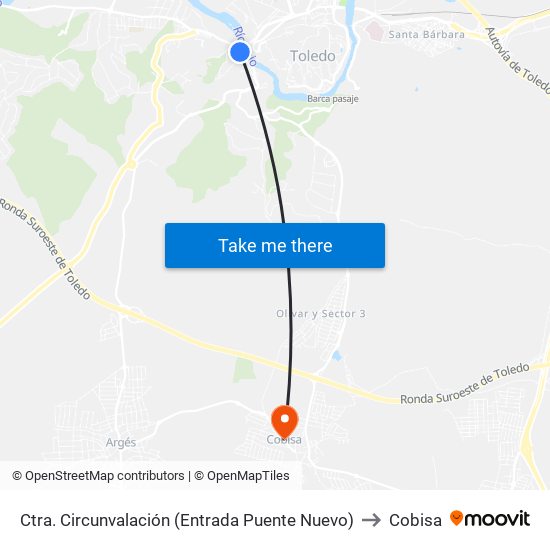 Ctra. Circunvalación (Entrada Puente Nuevo) to Cobisa map