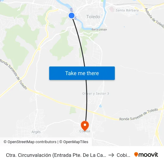 Ctra. Circunvalación (Entrada Pte. De La Cava) to Cobisa map