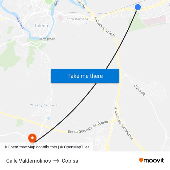 Calle Valdemolinos to Cobisa map