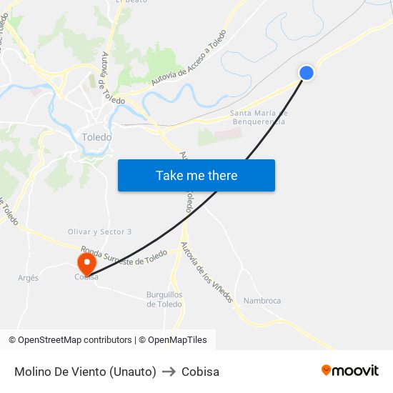 Molino De Viento (Unauto) to Cobisa map