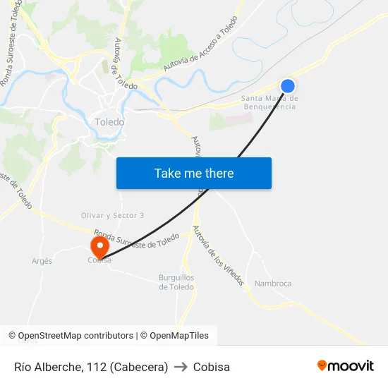 Río Alberche, 112 (Cabecera) to Cobisa map