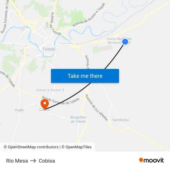 Río Mesa to Cobisa map