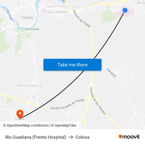 Río Guadiana (Frente Hospital) to Cobisa map