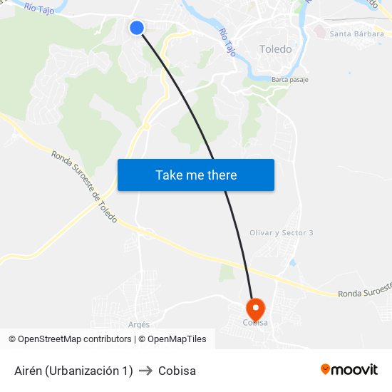 Airén (Urbanización 1) to Cobisa map