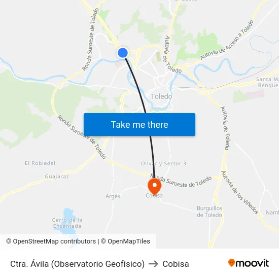 Ctra. Ávila (Observatorio Geofísico) to Cobisa map