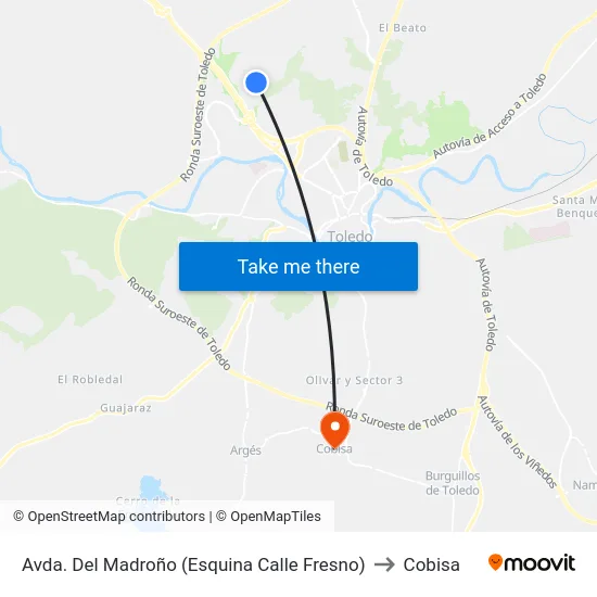 Avda. Del Madroño (Esquina Calle Fresno) to Cobisa map