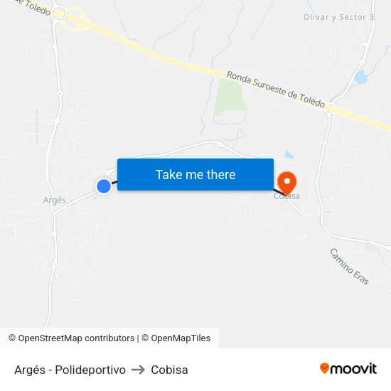 Argés - Polideportivo to Cobisa map