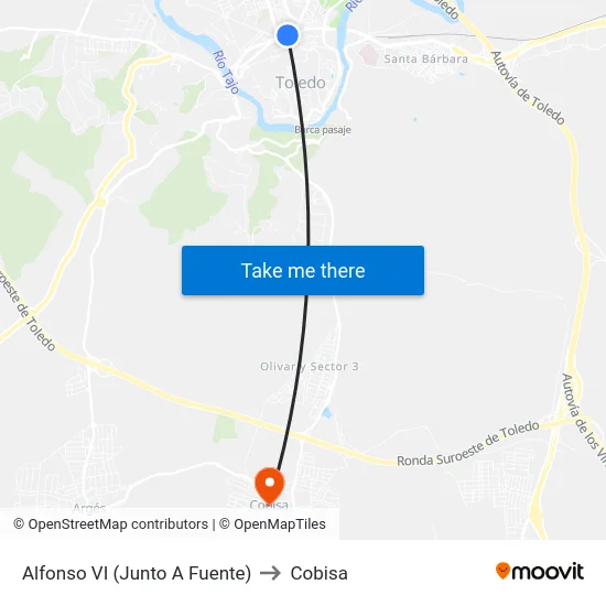 Alfonso VI (Junto A Fuente) to Cobisa map