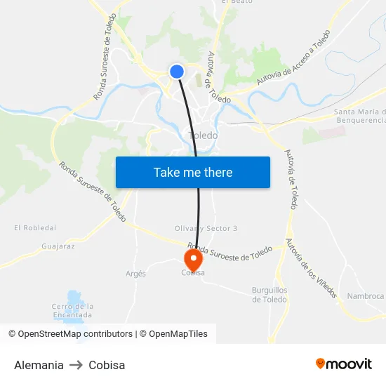 Alemania to Cobisa map