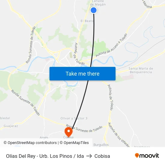 Olías Del Rey - Urb. Los Pinos / Ida to Cobisa map
