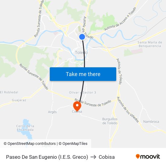 Paseo De San Eugenio (I.E.S. Greco) to Cobisa map